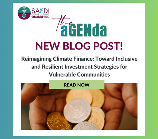 SAEDI Consulting Barbados Inc - Read our latest blog | Reimagining Climate Finance: Toward Inclusive and Resilient Investment Strategies for Vulnerable Communities