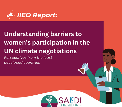 SAEDI Consulting Barbados Inc - Understanding barriers to women’s participation in the UN climate negotiations: perspectives from the least developed countries (Edit)