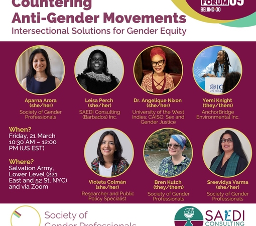 SAEDI Consulting Barbados Inc - T-Minus 1 Week: Countering Anti-Gender Movements: Intersectional Solutions for Gender Equity